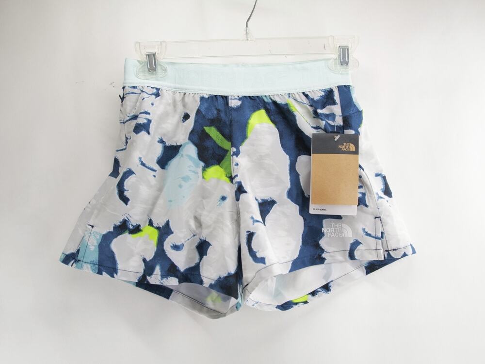 The North Face Women's XS White Blue Floral Wander Shorts Athletic FlashDry NWT